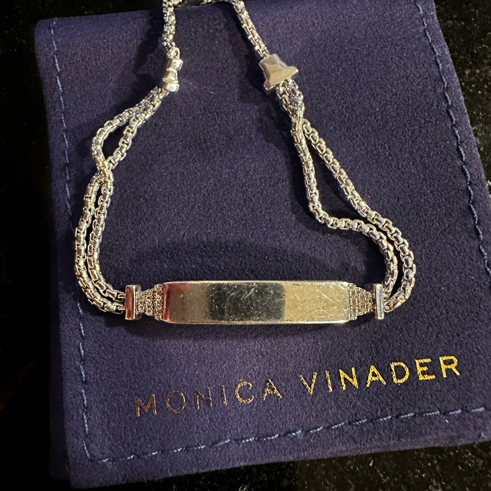 Monica Vinader Silver diamond Chain Bracelet